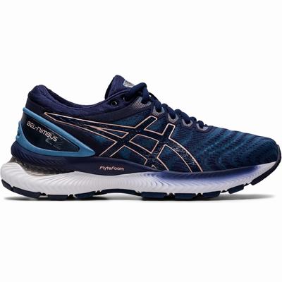 Asics Gel-Nimbus 22 (D) - Naisten Juoksukengät - Harmaat/Laivastonsininen